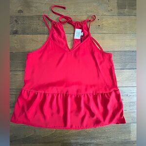 OLIVE AND OAK Red Halter Peplum top Femenine